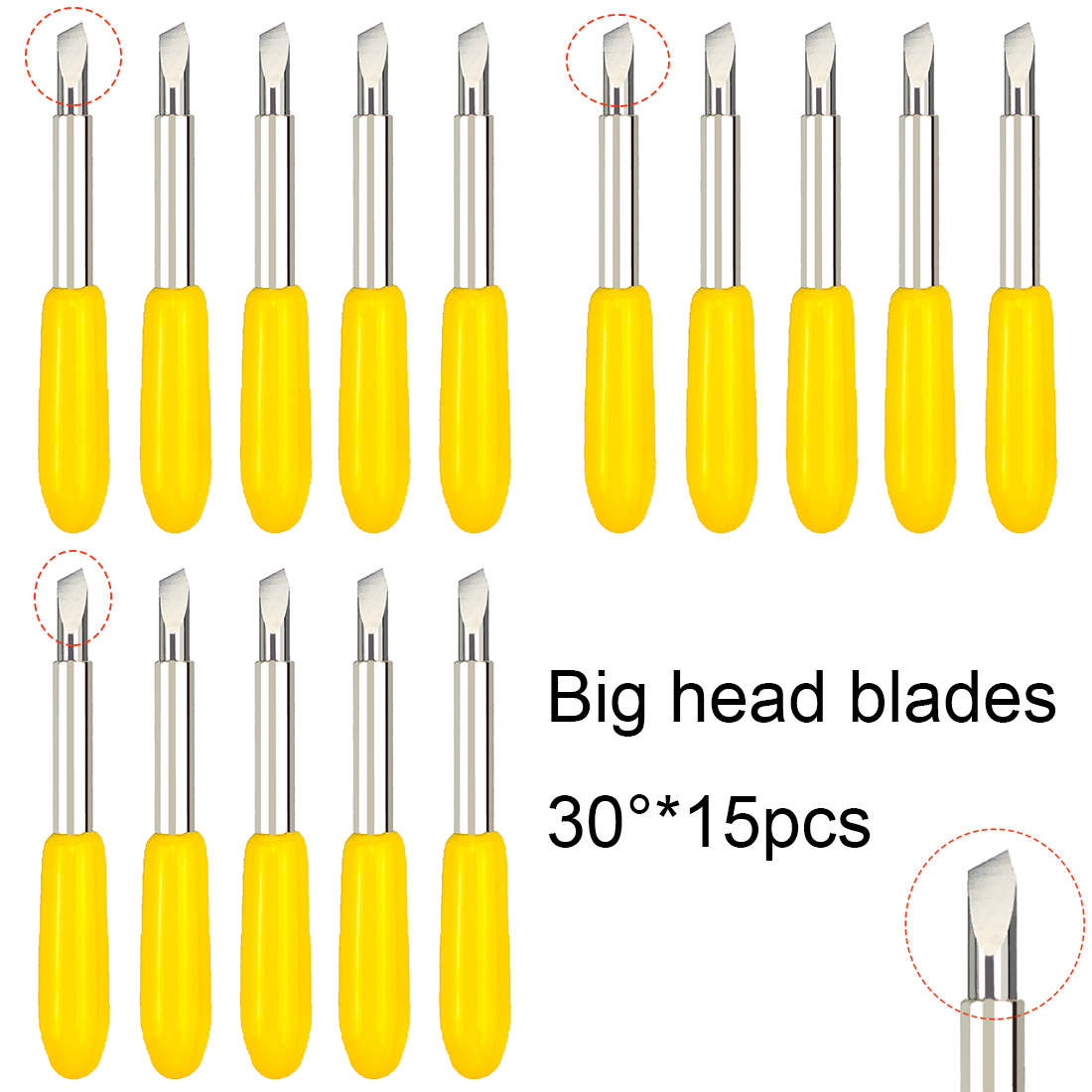 Cutting Plotter Blade - 15pcs 30 Degrees Dia. 2mm Big