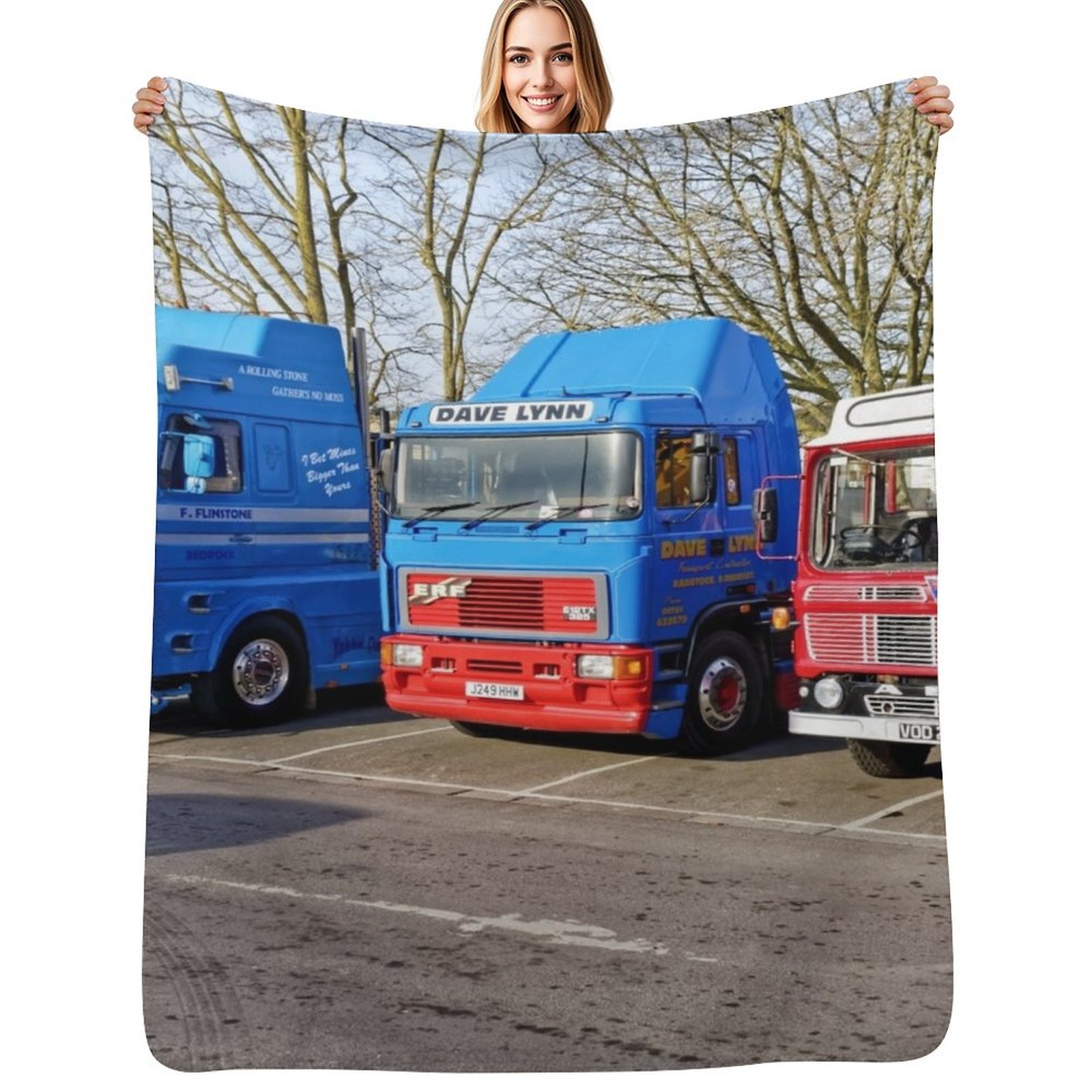 3D Printing Commercial Use - Classic Commercial Lorries Throw Blanket Durable